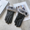 C   Fashion Fall/Winter Wool Leather Gloves