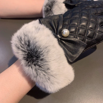 C   Rabbit Fur New Sheepskin Gloves