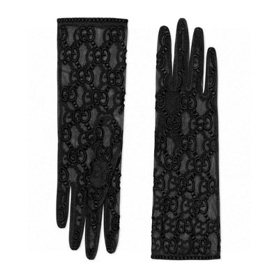 GU* embroidery resembles mesh gloves