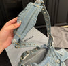 B* rhinestone denim shipping bag