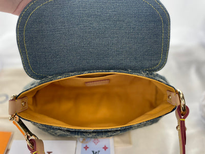 LV denim denim armpit bag