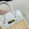 HERM* 24woven platinum straw bag