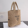 PR* large woven raffia tote bag