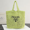 PR* large woven raffia tote bag