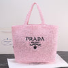 PR* large woven raffia tote bag