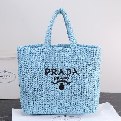 PR* large woven raffia tote bag