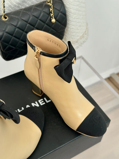 CHAN* 24SS sheepskin bow block heel ankle boots 1:1 VIP