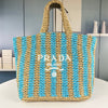 PRA* 24SS Hollow Woven Raffia Shopping Bag