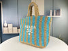 PRA* 24SS Hollow Woven Raffia Shopping Bag