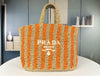 PRA* 24SS Hollow Woven Raffia Shopping Bag