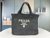 PRA* 24SS Hollow Woven Raffia Shopping Bag