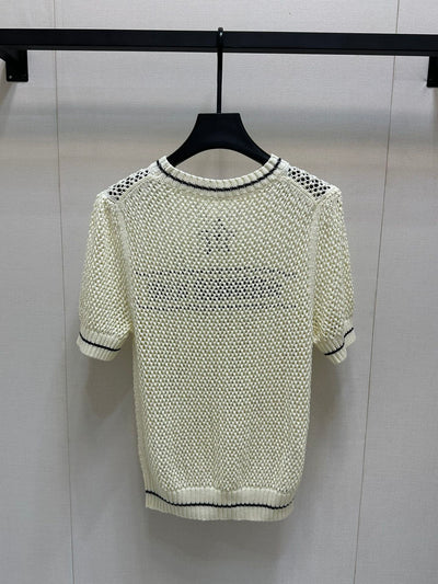 DIO* 24SS contrast color hollow knit short sleeves 1:1 VIP