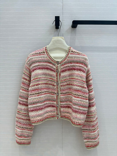 CHAN*24SS Colorblock Striped Knitted Jacket 1:1 VIP