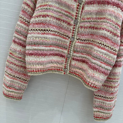 CHAN*24SS Colorblock Striped Knitted Jacket 1:1 VIP