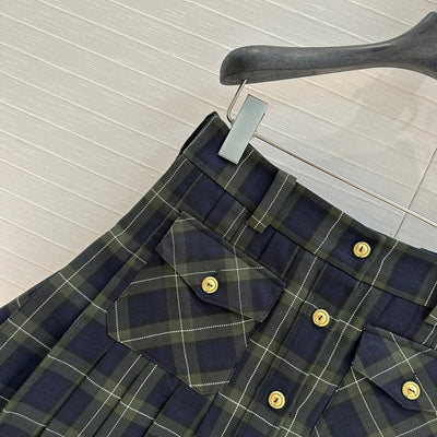 MIU* 24SS Green Plaid Short-cut Shirt 1:1 VIP 11