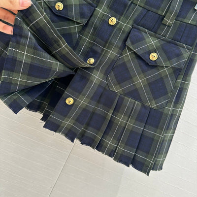 MIU* 24SS Green Plaid Short-cut Shirt 1:1 VIP 11