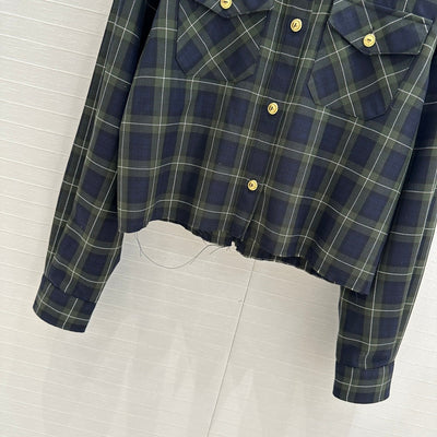 MIU* 24SS Green Plaid Short-cut Shirt 1:1 VIP 11