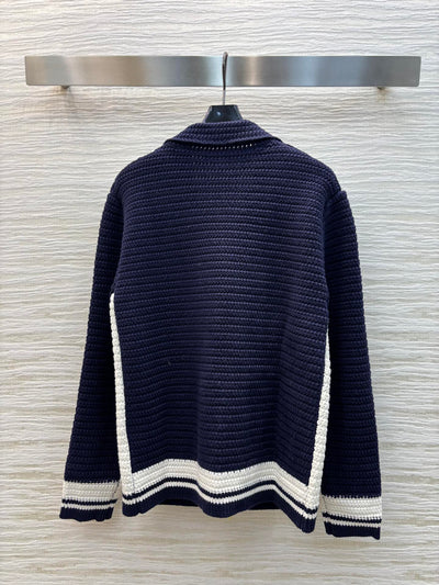 MIU* 24SS Contrast Color Cable Lapel Sweater 1:1 VIP 11