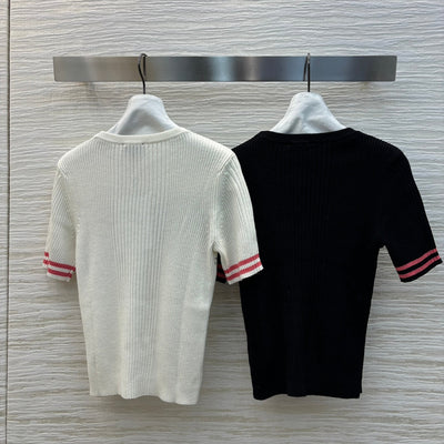 CHAN* 25SS Spring Jacquard Short Sleeve Sweater 1:1 VIP 11