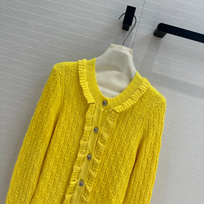 CHAN* 25SS lace stitching knitted cardigan 1:1 VIP 11