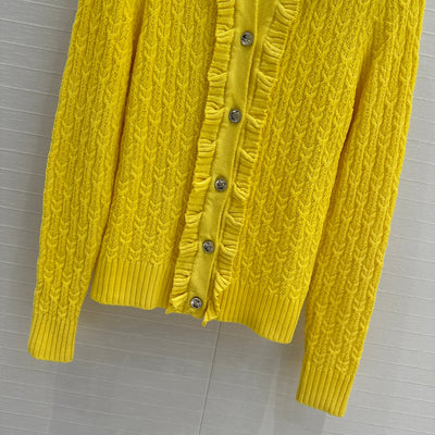 CHAN* 25SS lace stitching knitted cardigan 1:1 VIP 11