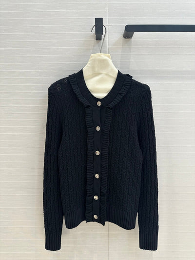 CHAN* 25SS lace stitching knitted cardigan 1:1 VIP 11