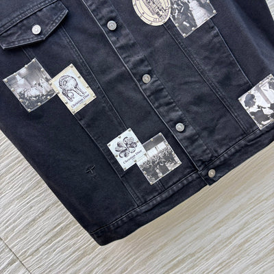 CHAN* 25SS Printed Patch Short Sleeve Denim Jacket 1:1 VIP 11