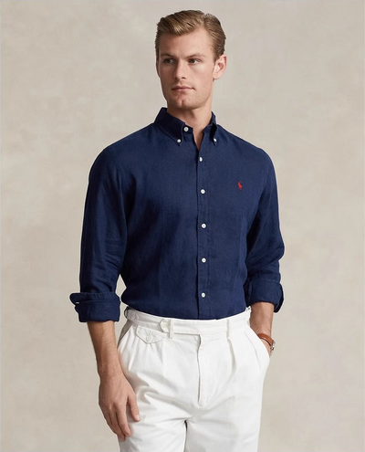 Ralph Lauren (Linen) Lapel Long Sleeve Shirt