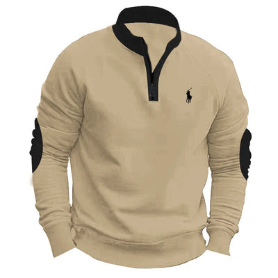 Men's Stand Collar Half Zip Fleece Long Sleeve Sweatshirt