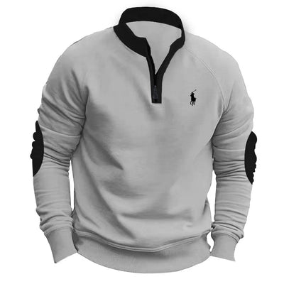 Men's Stand Collar Half Zip Fleece Long Sleeve Sweatshirt