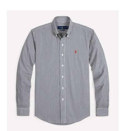 Ralph Laur* Lapel Striped POLO Long Sleeve Shirt