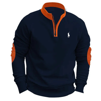 Men's Stand Collar Half Zip Fleece Long Sleeve Sweatshirt