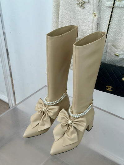 Chanel 24P new big bow pearl double C boots series VIP1:1