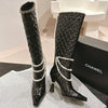 Chan**2025 new VIP1:1 pearl chain thick heel boots