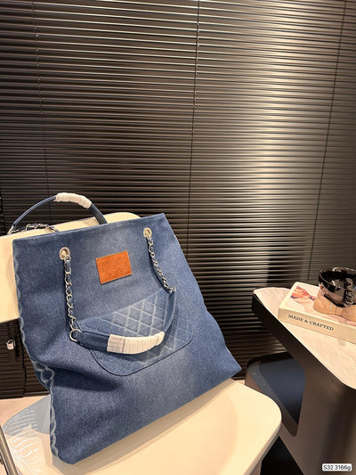 chan*** Second-hand Denim Tote Bag