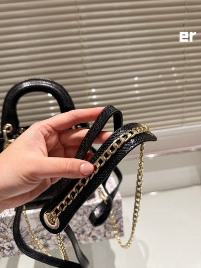 High-end 👸 diamond buckle DI*** lizard pattern 3 grid Princess Diana bag high-end product