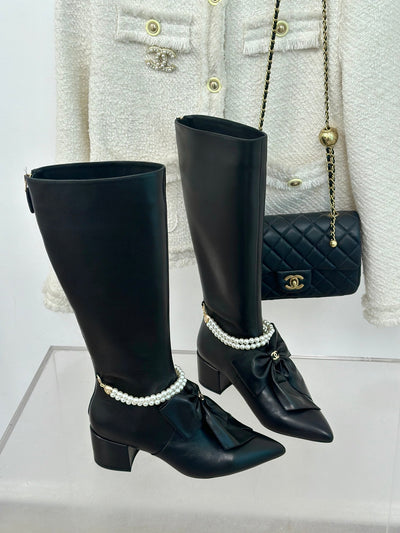 Chanel 24P new big bow pearl double C boots series VIP1:1