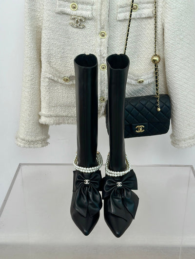 Chanel 24P new big bow pearl double C boots series VIP1:1