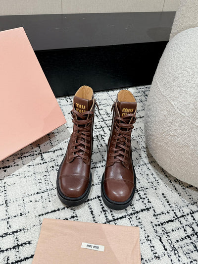 Retro motorcycle boots lace-up Martin boots Miu Miu autumn and winter SS VIP1:1