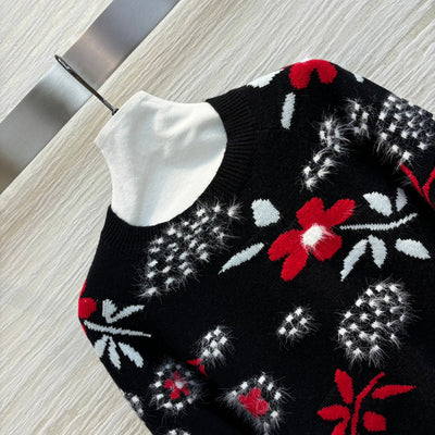 CHAN* 24SS jacquard pattern knitted sweater 1:1 VIP 8