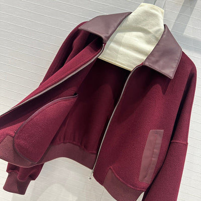 Herm* 24SS double-faced cashmere and leather jacket 1:1 8