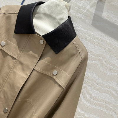 Herm* 24SS 100% sheepskin mid-length trench coat 1:1 VIP