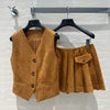 PRA* 24SS suede vest + ultra-short pleated skirt 1:1 VIP