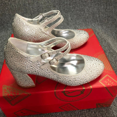 Christia** Loubout** red bottom thick heel shoes rhinestone wedding dinner