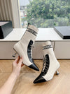 Chan*** 2025 new high quality VIP1:1 autumn and winter British style Chanel elastic knitted short boots