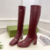 Guc** 2025 autumn and winter new VIP1:1 classic horsebit buckle thick heel elastic boots