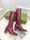 Guc** 2025 autumn and winter new VIP1:1 classic horsebit buckle thick heel elastic boots