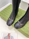 Guc** 2025 autumn and winter new VIP1:1 classic horsebit buckle thick heel elastic boots