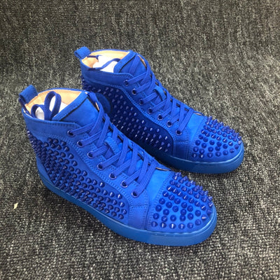 Christia* Loubouti* Blue Men's High Top Shoes New