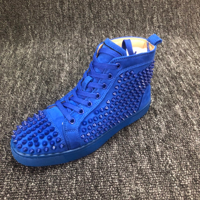 Christia* Loubouti* Blue Men's High Top Shoes New